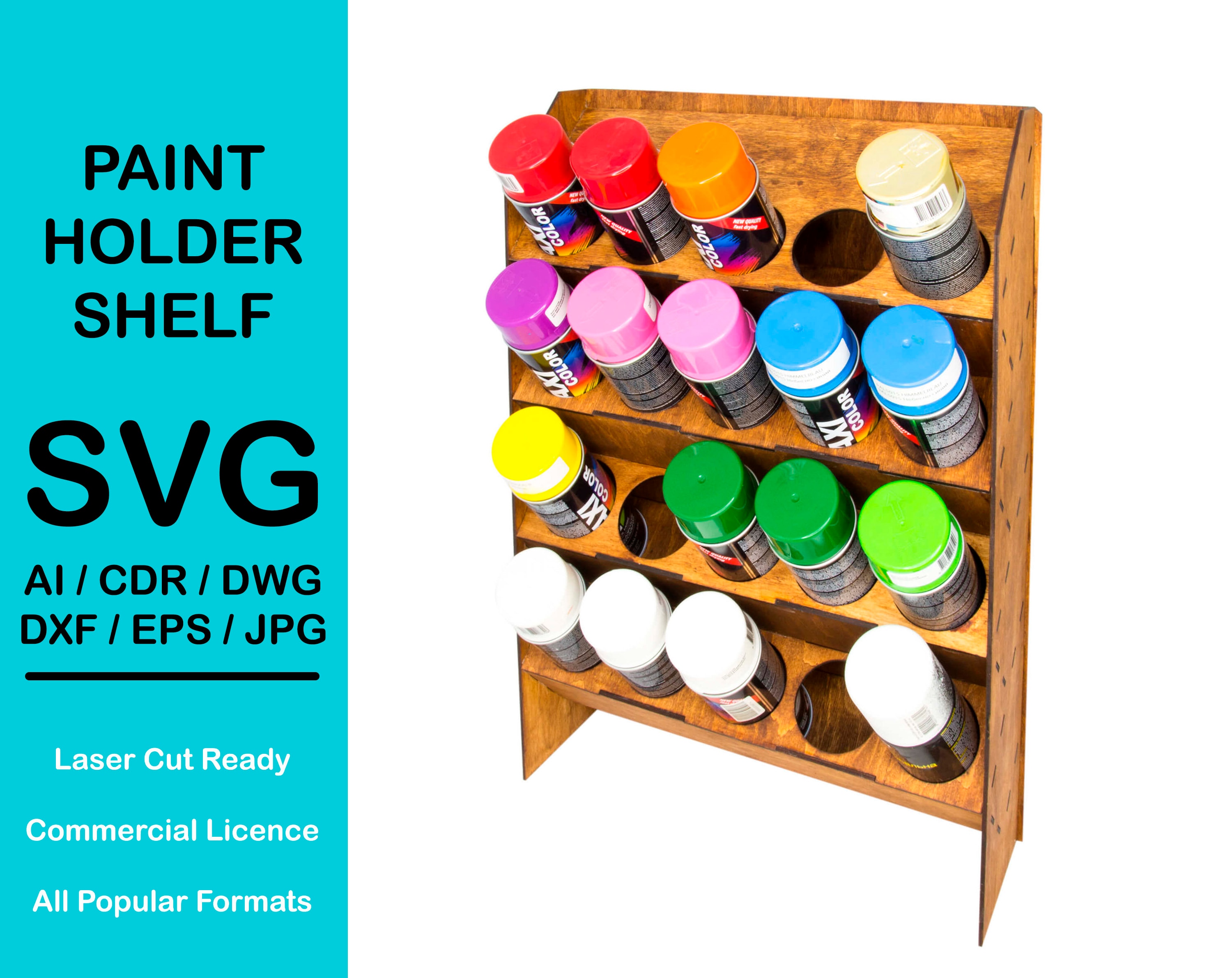 Paint Holder Paints Shelf Organizer Laser Cut Ready Svg Digital