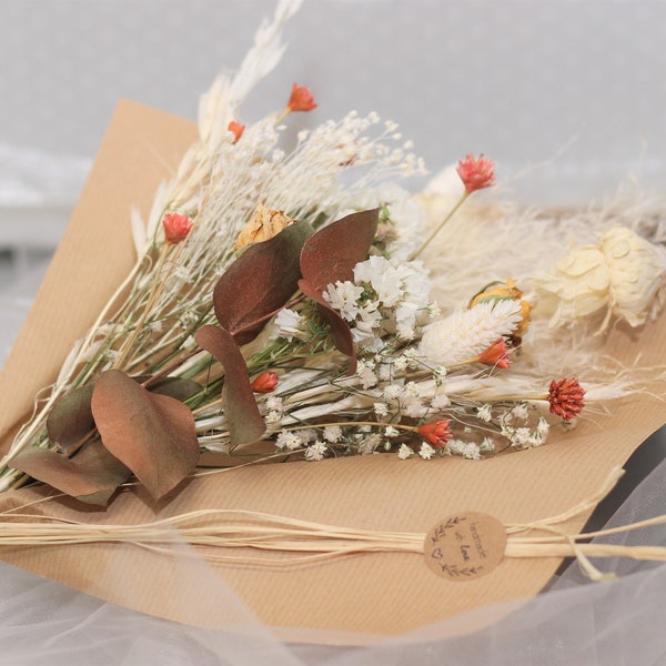 Bouquet fleurs séchées, petit bouquets, composition florale, déco maison, déco mariage champêtre, boho