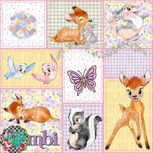 May include: A digital collage featuring watercolor-style illustrations of forest animals including a fawn, a rabbit, a skunk, and birds, alongside a butterfly and floral patterns, with the text Little Pop and mbi visible in the lower left corner.
