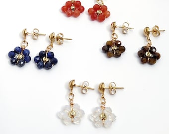 Daisy Stud Earrings, Wire Wrap Crystal Earrings, Crystal Stud Earrings, Dainty Jewelry, Gift for Her , Hypoallergenic Earrings