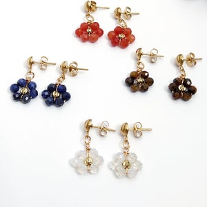 Daisy Stud Earrings, Wire Wrap Crystal Earrings, Crystal Stud Earrings, Dainty Jewelry, Gift for Her , Hypoallergenic Earrings