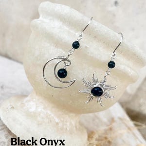 Crystal Sun and Moon Earrings, Dangle Earrings, Wire Wrap Crystal Earrings image 8