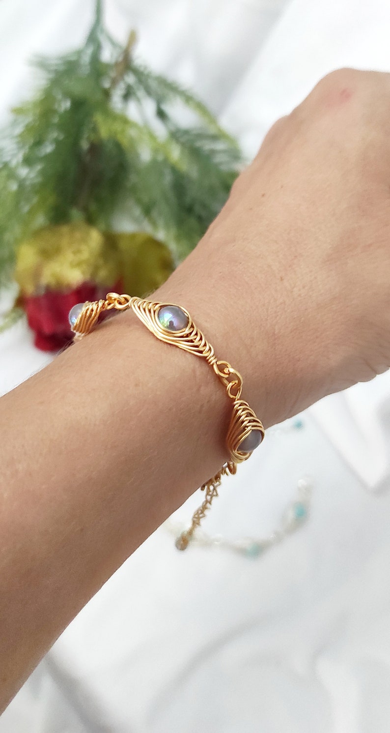 Helling Crystal Bracelet, Wire Wrap Gemstone Bracelet for Women, Adjustable Bracelet, Gift for Her image 7