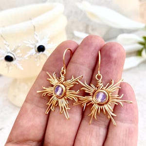Crystal Star Ohrringe, Gold / Silber Kristall Ohrringe, Wire Wrap Kristall Ohrringe, Geschenk für Frauen