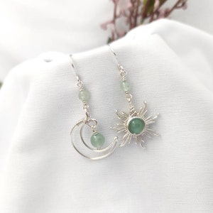 Crystal Sun and Moon Earrings, Dangle Earrings, Wire Wrap Crystal Earrings image 8