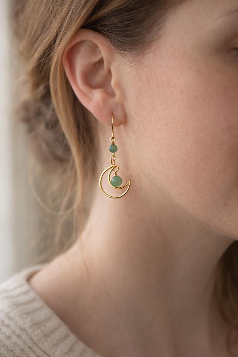 Crystal Sun and Moon Earrings, Dangle Earrings, Wire Wrap Crystal Earrings image 14