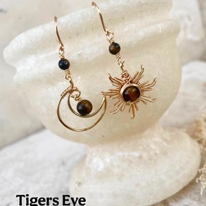 Crystal Sun and Moon Earrings, Dangle Earrings, Wire Wrap Crystal Earrings image 9