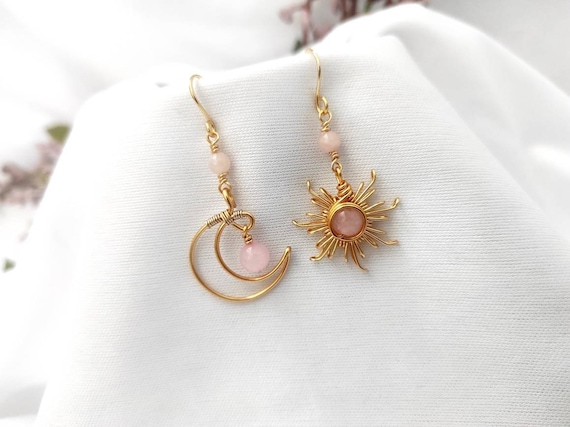 Long Brass Modern Sun Dangle Earrings – FRTWN