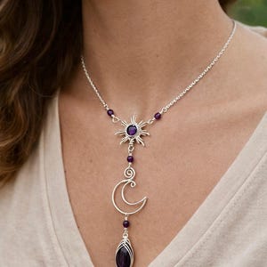Collana girocollo in oro e argento con sole, luna e pietre preziose, collana in cristallo placcato con filo avvolto, collana in acciaio inossidabile dorato