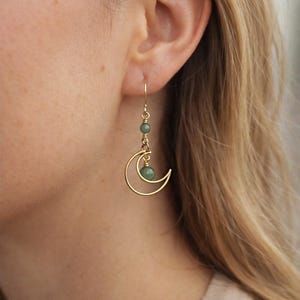 Crystal Sun and Moon Earrings, Dangle Earrings, Wire Wrap Crystal Earrings image 3