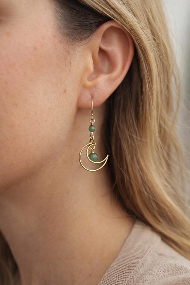 Crystal Sun and Moon Earrings, Dangle Earrings, Wire Wrap Crystal Earrings image 3