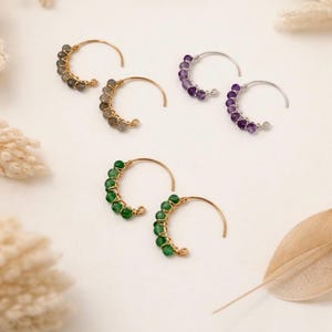 Wire Wrap Kristall Creolen: Zierliche elegante Ohrringe