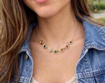 Seven Chakra Crystal Necklace ,Spiritual Crystal Jewelry Handmade