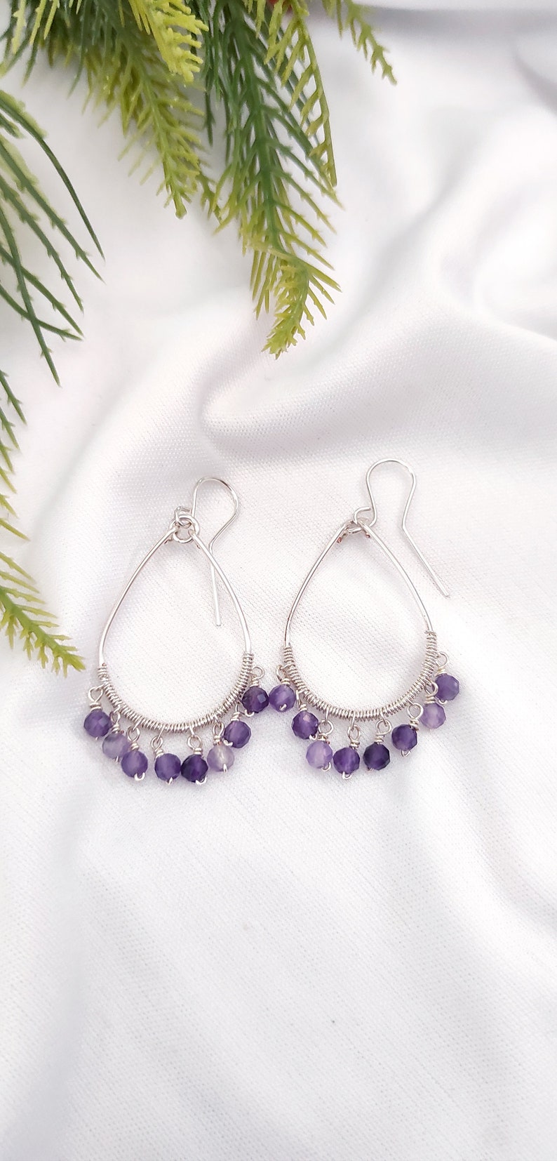 Boucles d'oreilles lustre en cristal, Boucles d'oreilles pendantes en forme de larme, Boucles d'oreilles en cristal, Boucles d'oreilles hypoallergéniques image 5