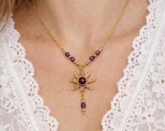 Hemelse gouden of zilveren kristallen ketting, hanger met kristallen in de vorm van een zonnetje, boho-stijl, cadeau voor haar