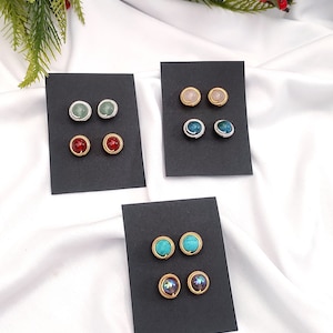 Choose Two Pairs of Stud Earrings, Gold and Silver Stud Earrings, Wire Wrap Crystal Earrings, Hypoallergenic Stud Earrings, Gift for Her