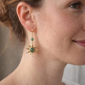 Crystal Sun and Moon Earrings, Dangle Earrings, Wire Wrap Crystal Earrings image 13