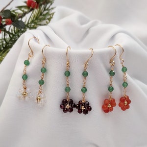 Floral Dangle Earrings, Colorful Crystal Earrings, Dainty Jewelry, Gift for Her , Hypoallergenic Earrings image 2