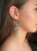 Long Dangle Earrings , Bohemian Large Earrings, Wire Wrap Crystal Earrings, Hypoallergenic Earrings
