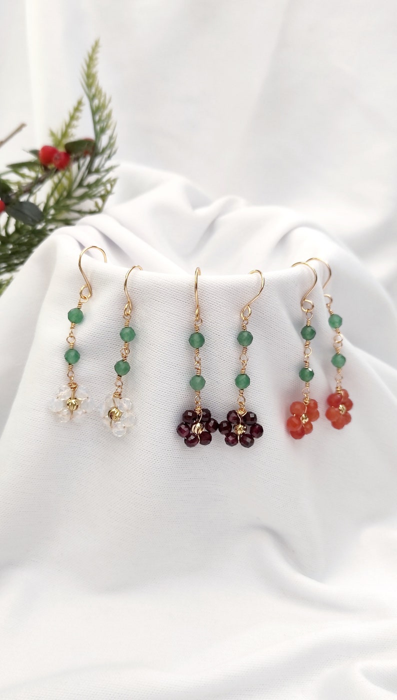 Floral Dangle Earrings, Colorful Crystal Earrings, Dainty Jewelry, Gift for Her , Hypoallergenic Earrings image 3