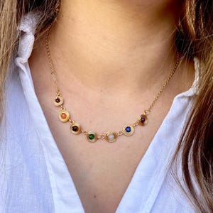 Chakra Stone Necklace, Rainbow Boho Seven Chakra Necklace, Spiritual Crystal Jewelry