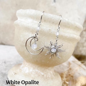 Crystal Sun and Moon Earrings, Dangle Earrings, Wire Wrap Crystal Earrings image 12