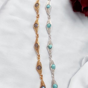 Helling Crystal Bracelet, Wire Wrap Gemstone Bracelet for Women, Adjustable Bracelet, Gift for Her image 3