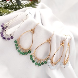 Kristall Kronleuchter Ohrringe, Teardrop baumeln Ohrringe, Wire Wrap Kristall Ohrringe, hypoallergene Ohrringe