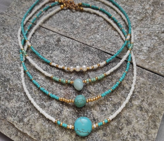 Choker Collar for Women, Beaded Necklace, Dainty Choker Necklace, Beaded Choker Necklace, Trendy Jewelry
