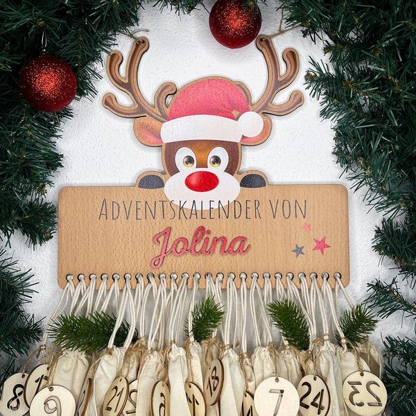 Adventskalender Rentier mit 3D-Optik - personalisiert