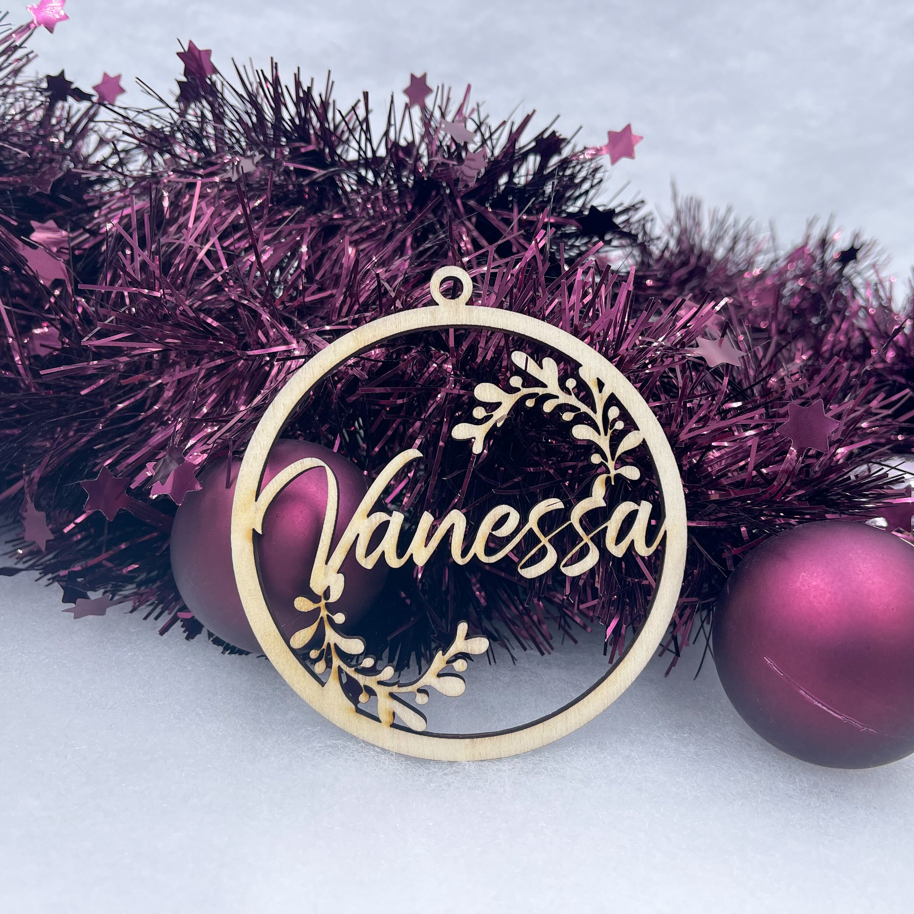 Gravure Events Christbaumkugel Mit Namen - Personalisierte Weihnachtskugel Holz Mit Name