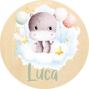 Türschild - Hippo - fürs Kinderzimmer aus Holz - personalisiert