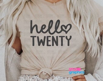 20th Birthday SVG, Hello Twenty SVG, Birthday Girl svg, Birthday Svg, Birthday Squad, Birthday, Cricut, Silhouette Cut Files, Instant