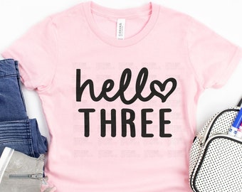3rd Birthday SVG, Hello Three SVG, Birthday Girl svg, Birthday Svg, Birthday Squad, Birthday, Cricut, Silhouette Cut Files, Instant Download