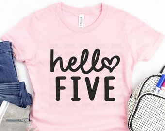 5th Birthday SVG, Hello Five SVG, Birthday Girl svg, Birthday Svg, Birthday Squad, Birthday, Cricut, Silhouette Cut Files, Instant Download