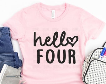 4th Birthday SVG, Hello Four SVG, Birthday Girl svg, Birthday Svg, Birthday Squad, Birthday, Cricut, Silhouette Cut Files, Instant Download