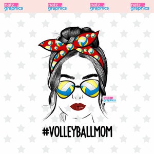 Volleyball Mom Red Messy Bun PNG, Sublimation PNG, PNG Image