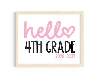 First Day of 4th Grade Sign, Hello 4th Grade Sign, Back To School Fourth Grade Sign, First Day of Fourth Grade Printable Sign, 4th Grade