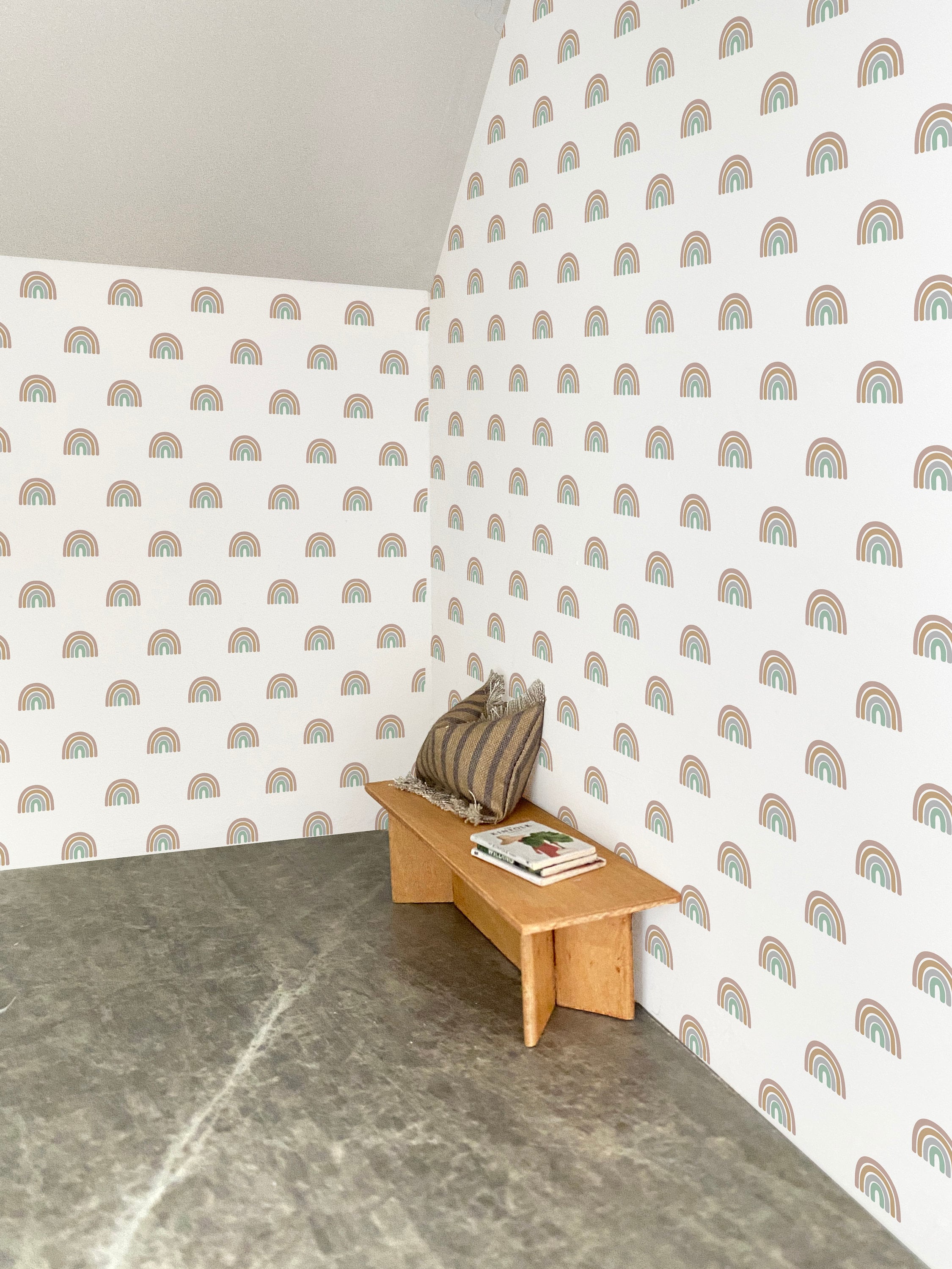 Digital Dollhouse Wallpaper Printable Colour Rainbows - Etsy