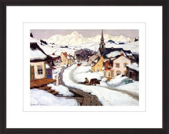 Village In The Laurentian Mountains framed print by Clarence Gagnon