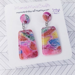 Handgemachte Ohrringe aus Polymerclay, Ohrringe mit geometrischer Form, süße Geschenkidee