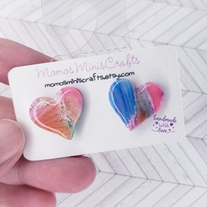 Handmade Stud Earrings, Polymerclay Earrings, Heart ShapedEarrings, Cute Gift Idea