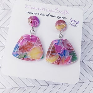 Handgemachte Ohrringe aus Polymerclay, Ohrringe mit geometrischer Form, süße Geschenkidee
