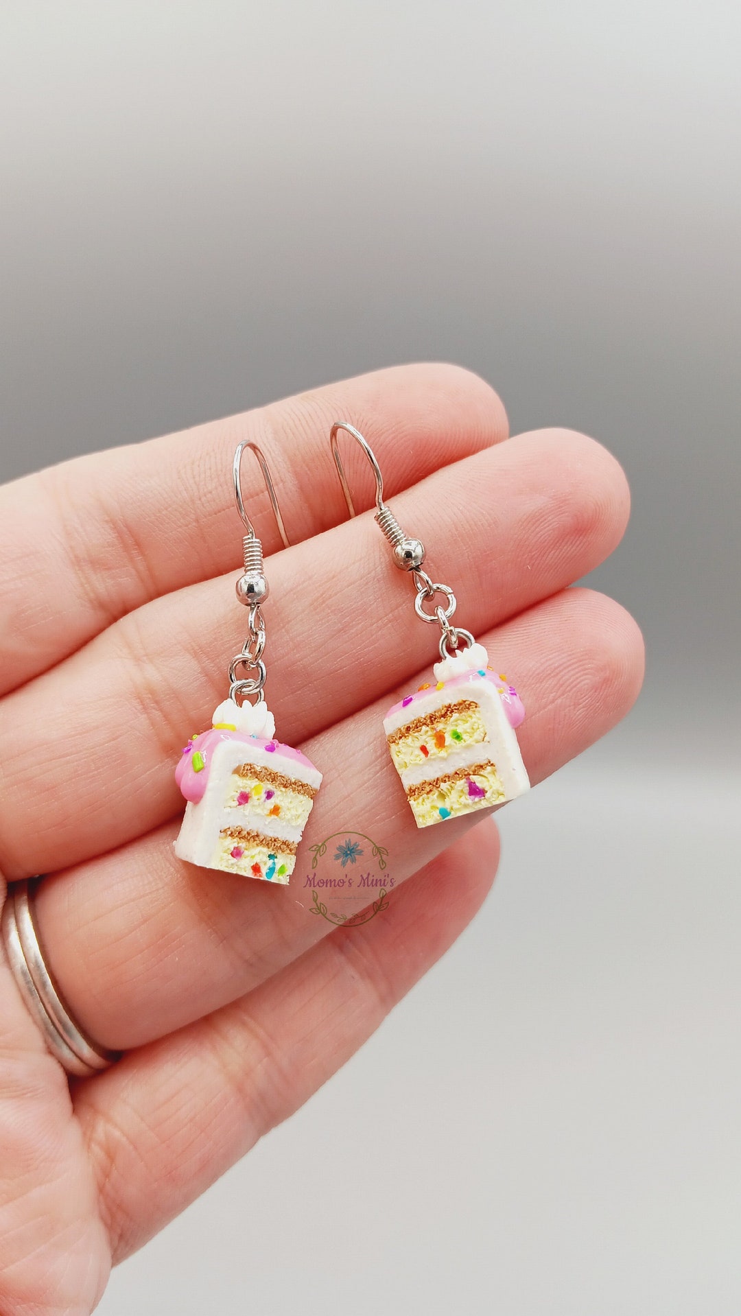 Mini Cake Slice Earrings Miniature Cake Slice Dangles Etsy