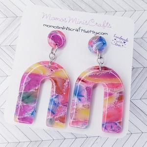 Handgemachte Ohrringe aus Polymerclay, Ohrringe mit geometrischer Form, süße Geschenkidee