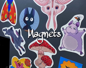 Cute Fridge Magnets Aesthetic Souvenir Kitchen Decor Gift Anime Ghibli Studio Cartoons Moth Simpsons Mushroom