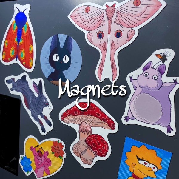 Cute Fridge Magnets Aesthetic Souvenir Kitchen Decor Gift Anime Ghibli Studio Cartoons Moth Simpsons Mushroom