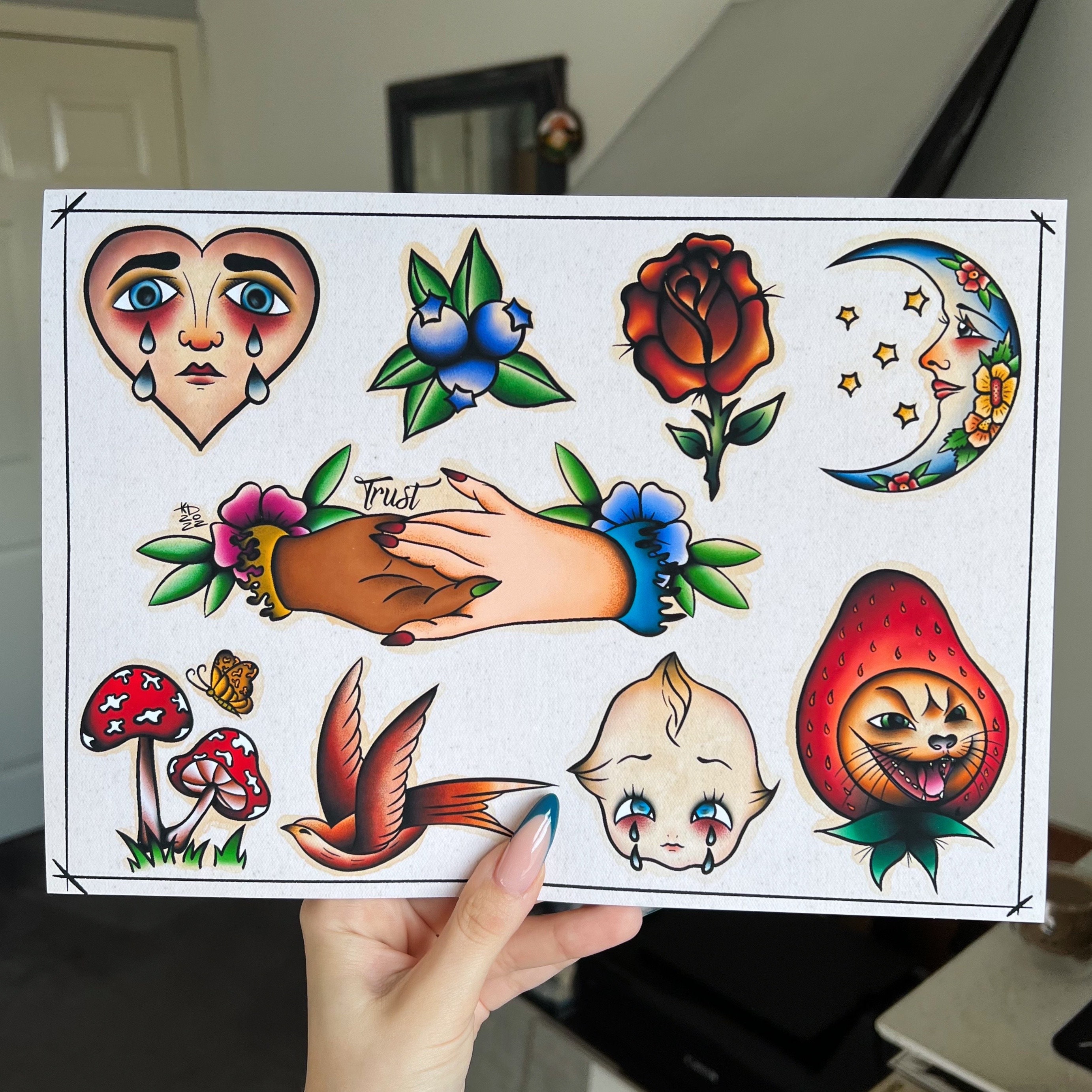 Trust Traditional Tattoo Flash Print American Old School Wall - Etsy