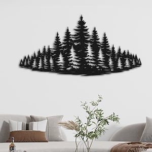 Decorazione da parete in metallo a forma di foresta di pini, cartello da parete in metallo con scritta "Nature", design estetico, arredamento in stile rustico, arredamento per la camera da letto, regalo di Natale, regalo per il papà