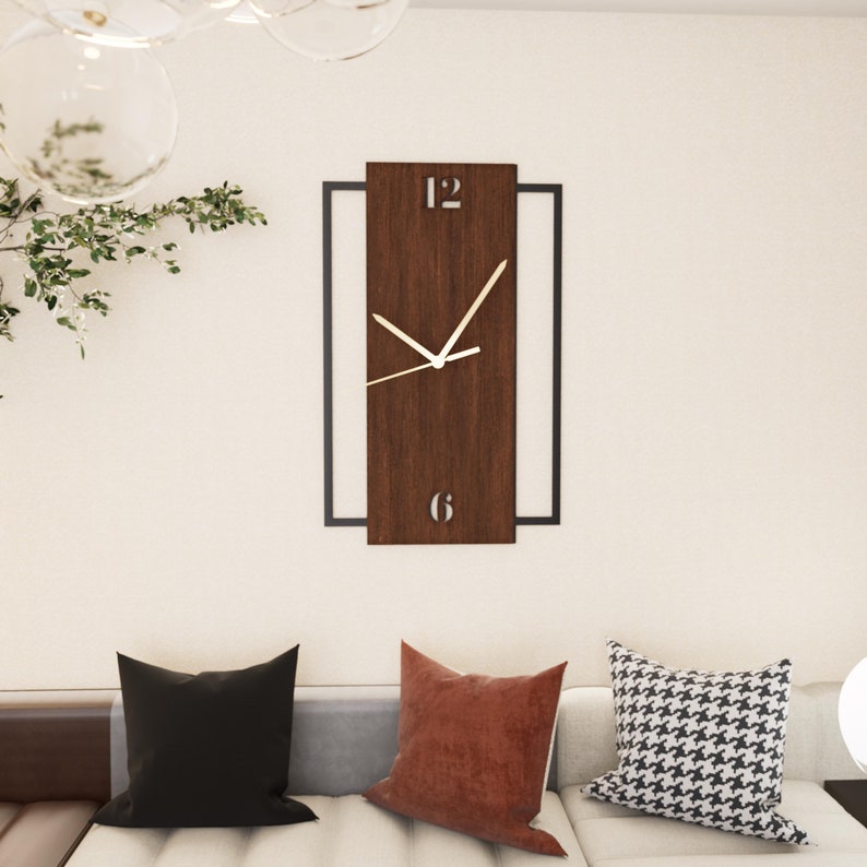metal wall clock,
wooden clock,
rectangle clock,
living room decor,
home and living,
maple wall clock,
minimalist design,
unique home design,
bedroom decor,
geometric wall sign,
silent wall clock,
christmas gift,
walnut wall clock,